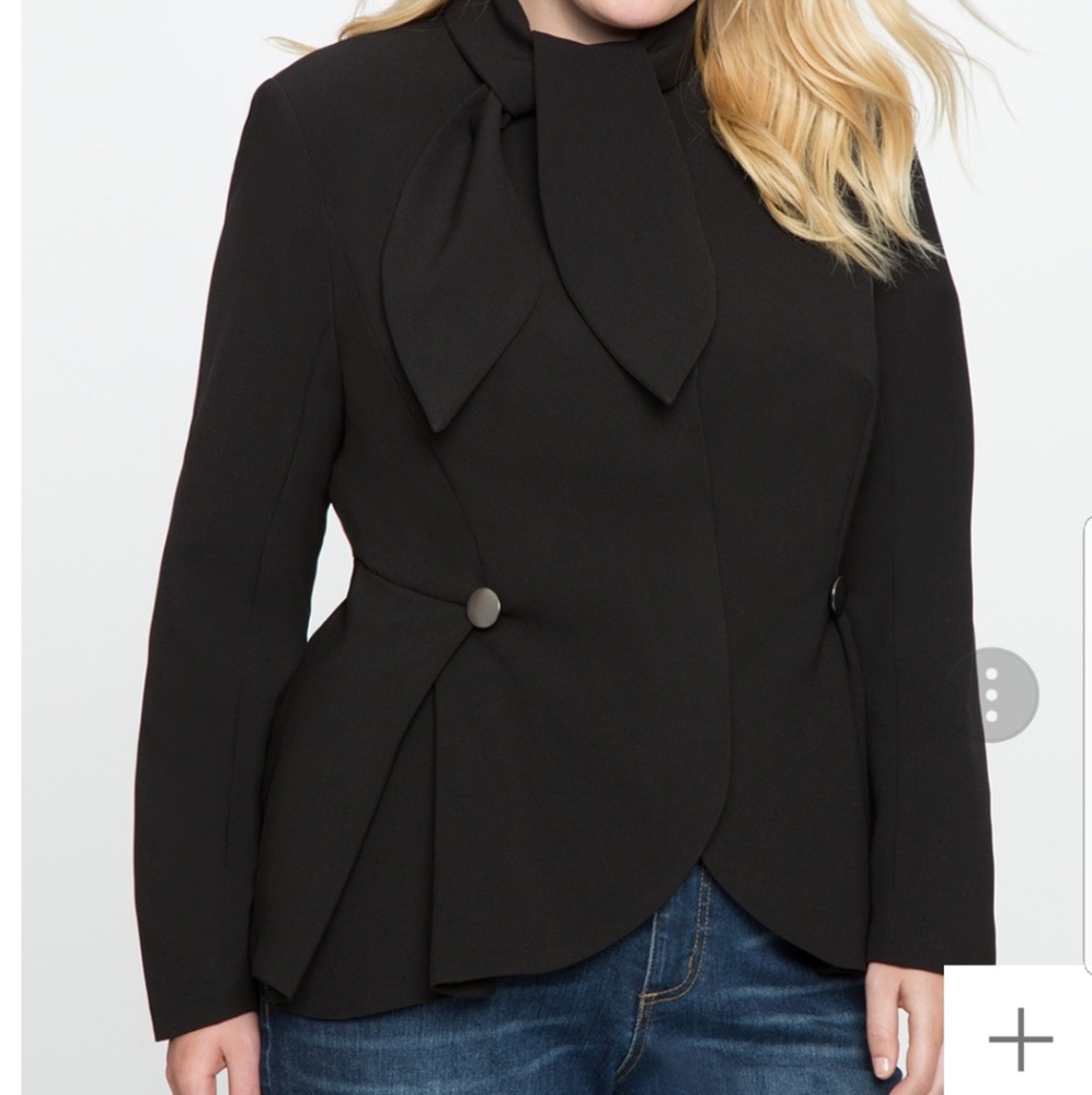 Tie Neck Peplum Blazer